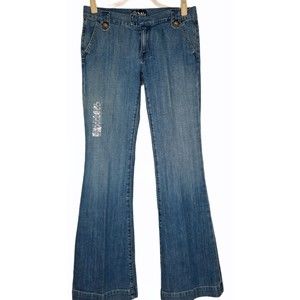 Anlo Bell Bottom Flare Jeans Women's size 29 Button Closure Medium Wash $200 NEW